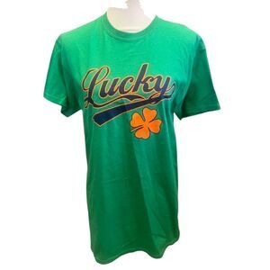 Lucky Shamrock Green Gildan 100% Pre-Shrunk Cotton T-Shirt Size M